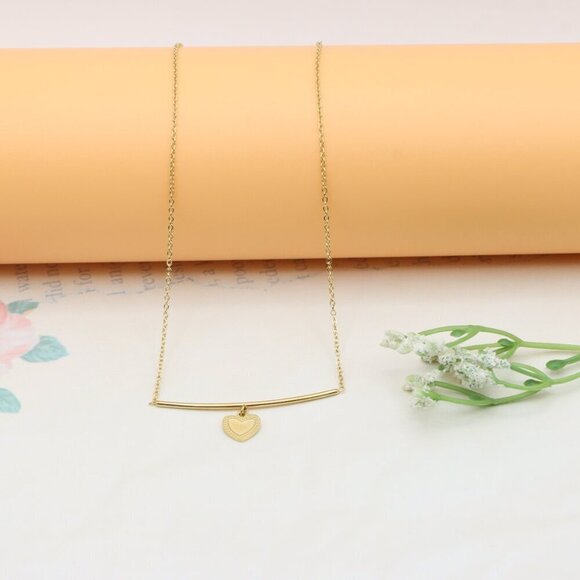 Yellow Gold Heart Pendant Necklace with Adjustable Chain, XPNL0358 - Picture 2 of 13